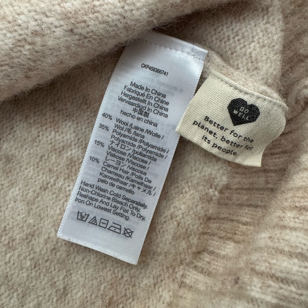 Madewell Colorblock Sweater Wool Camel Hair Lilac Cream S - Picture 5 of 7